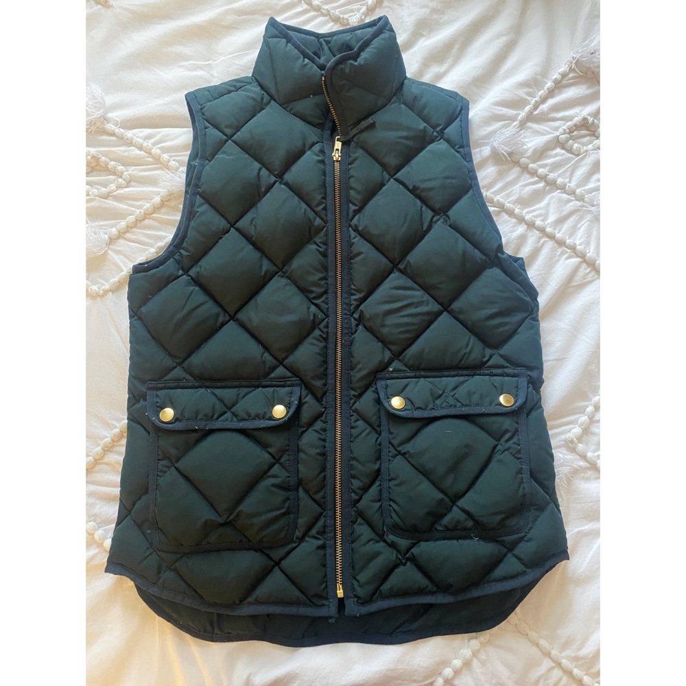 J Crew Quilted Down Puffer Vest in Hunter Green